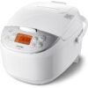 Toshiba Rice Cooker 6 Cup Uncooked – Japanese Rice Cooker with Fuzzy Logic Technology, 7 Cooking Functions, Digital Display, 2 Delay Timers and Auto Keep Warm, Non-Stick Inner Pot, White
