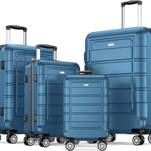 [50% off]SHOWKOO 4-piece luggage set, hard-shell PC+ABS, expandable, lightweight, durable, with rolling wheels and TSA lock, sizes 20", 24", 28".